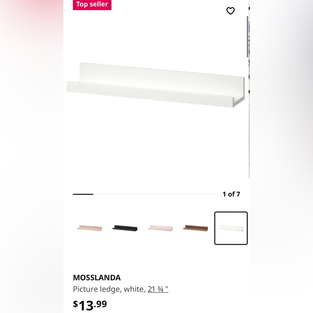 3 IKEA White floating shelves or picture ledge (Mosslanda)